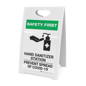 Safety First: Hand Sanitizer Station COVID-19 Portrait - A-Frame Sign