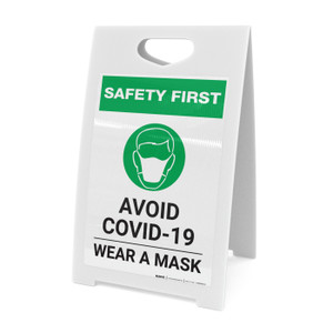 Safety First: Avoid COVID-19 Wear a Mask with Icon Portrait - A-Frame Sign Safety First: Avoid COVID-19 Wear a Mask with Icon Portrait - A-Frame Sign