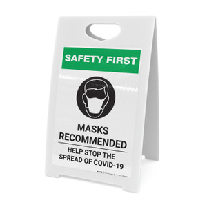 Safety First: Masks Recommended Help Stop the Spread of COVID-19 with Icon Portrait - A-Frame Sign