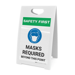 Safety First: Masks Required Beyond This Point with Icon Portrait - A-Frame Sign Safety First: Masks Required Beyond This Point with Icon Portrait - A-Frame Sign