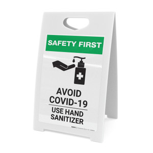 Safety First: Avoid COVID-19 - Use Hand Sanitizer with Icon Portrait - A-Frame Sign