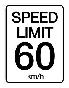 Speed Limit 60 kmh - Wall Sign