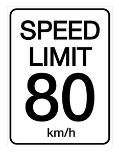 Speed Limit 80 kmh - Wall Sign