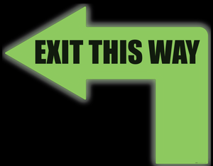 Exit This Way (Glow: 90 Degree Left Arrow) - Floor Sign Exit This Way (Glow: 90 Degree Left Arrow) - Floor Sign