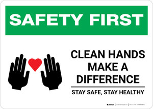 Safety First: Clean Hands Make A Difference with Icons Landscape - Wall Sign