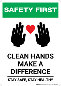 Safety First: Clean Hands Make A Difference with Icons Portrait - Wall Sign