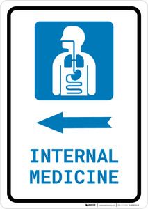 Internal Medicine Left Arrow with Icon Portrait - Wall Sign
