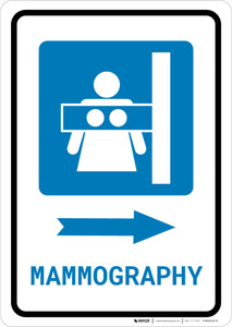 Mammography Right Arrow with Icon Portrait - Wall Sign