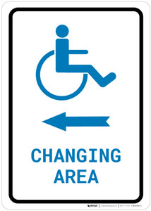 ADA Accessible Changing Area Left Arrow with Icon Portrait v2 - Wall Sign