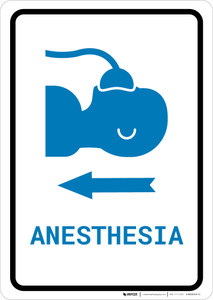 Anesthesia Left Arrow with Icon Portrait v2 - Wall Sign