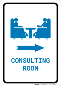 Consulting Room Right Arrow with Icon Portrait v2 - Wall Sign