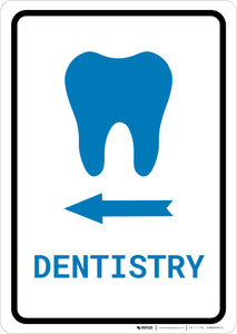 Dentistry Left Arrow with Icon Portrait v2 - Wall Sign