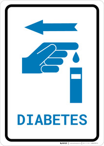 Diabetes Left Arrow with Icon Portrait v2 - Wall Sign