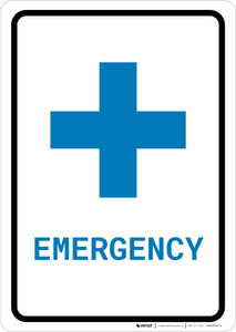 Emergency with First Aid Symbol Portrait v2 - Wall Sign