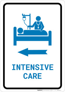 Intensive Care Left Arrow with Icon Portrait v2 - Wall Sign