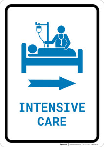 Intensive Care Right Arrow with Icon Portrait v2 - Wall Sign