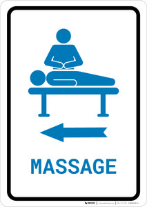 Massage Left Arrow with Icon Portrait v2 - Wall Sign