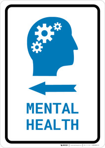 Mental Health Left Arrow with Icon Portrait v2 - Wall Sign