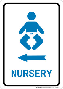 Nursery Left Arrow with Icon Portrait v2 - Wall Sign