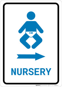 Nursery Right Arrow with Icon Portrait v2 - Wall Sign
