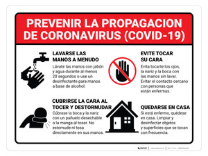 Prevent the Spread of Coronavirus (Spanish) - Wall Sign Prevent the Spread of Coronavirus (Spanish) - Wall Sign