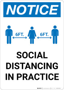 Notice: Social Distancing in Practice with Icons Portrait - Wall Sign