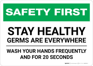 Safety First: Stay Healthy - Germs Are Everywhere Landscape - Wall Sign