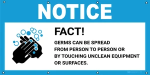 Notice: Fact Germs Can Be Spread Person to Person with Icon - Banner