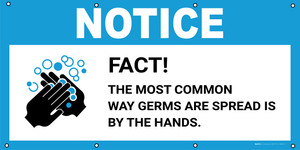 Notice: Fact The Most Common Way Germs Are Spread Is By Hands with Icon - Banner