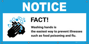 Notice: Fact Washing Hands Is The Easiest Way To Prevent Illnesses with Icon - Banner