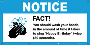 Notice: Fact You Should Wash Your Hands For 20 Seconds with Icon - Banner