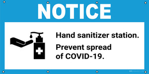 Notice: Hand Sanitizer Station Prevent Spread of COVID-19 with Icon - Banner