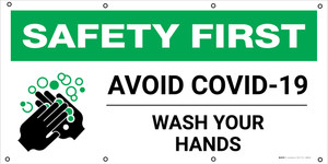 Safety First: Avoid Covid-19 Wash Your Hands with Icon - Banner