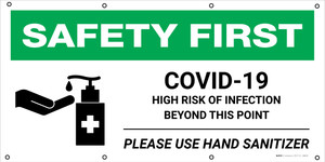 Safety First: Complimentary Hand Sanitizer Station Left Arrow with Icon - Banner