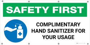 Safety First: Coronavirus Outbreak Please Use Hand Sanitizer with Icon - Banner
