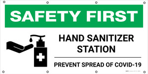 Safety First: Hand Sanitizer Station Prevent Spread of COVID-19 with Icon - Banner