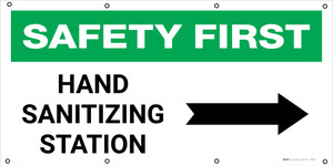 Safety First: Hand Sanitizing Station Right with Arrow - Banner
