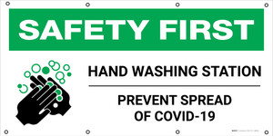 Safety First: Hand Washing Station Prevent Spread of COVID-19 with Icon - Banner