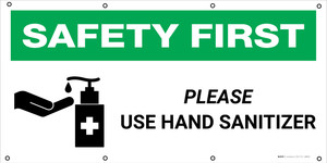 Safety First: Please Use Hand Sanitizer With Icon - Banner