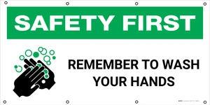 Safety First: Remember To Wash Your Hands with Icon - Banner
