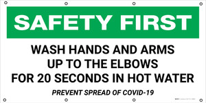 Safety First: Wash Your Hands And Arms Up To The Elbows - Banner