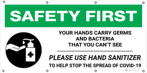 Safety First: Your Hands Carry Germs with Icon - Banner