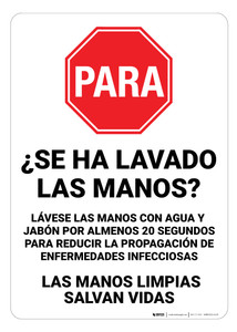 STOP: Did you Wash Your Hands? Spanish - Wall Sign
