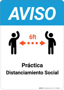 Notice: Practice Social Distancing with Icons Spanish - Wall Sign