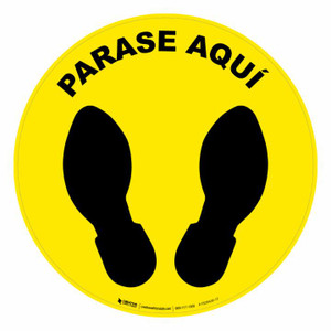 Stand Here with Feet Icon Spanish - Floor Sign
