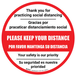 Thank You For Practicing Social Distancing Bilingual Spanish - Floor Sign Thank You For Practicing Social Distancing Bilingual Spanish - Floor Sign