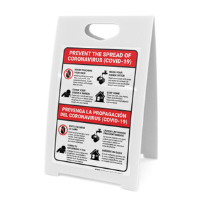 Prevent the Spread of Coronavirus - Covid-19 Spanish Bilingual - A-Frame Sign Prevent the Spread of Coronavirus - Covid-19 Spanish Bilingual - A-Frame Sign