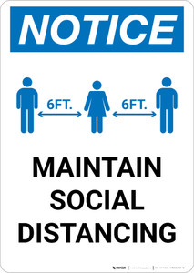 Notice: Maintain Social Distancing with Icon Portrait - Wall Sign