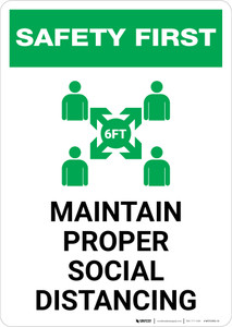 Safety First: Maintain Proper Social Distancing with Icon Portrait - Wall Sign