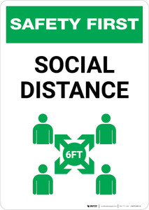 Safety First: Social Distance with Icon Portrait - Wall Sign